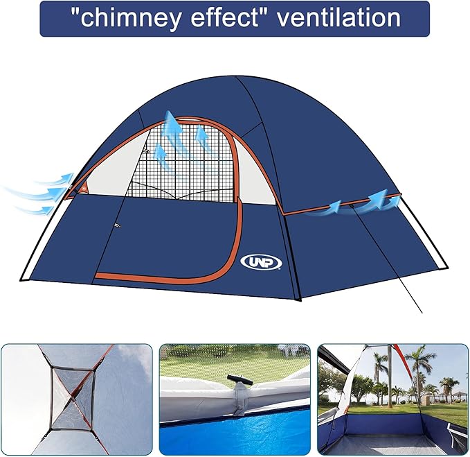Camping Tent 2-4 Person, Waterproof Windproof Tent with Rainfly Easy Set up-Portable Dome Tents for Camping…