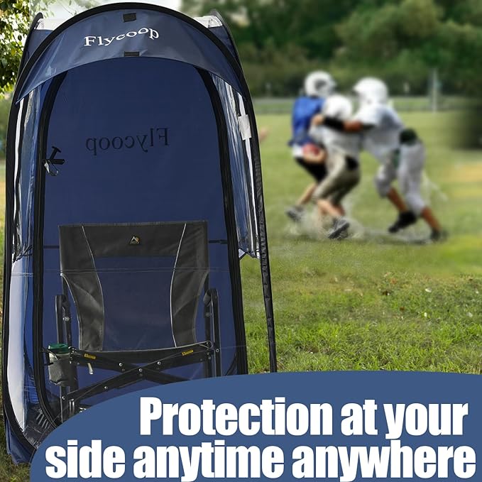 Sports Tent: Flycoop Portable Weather Pop Up Pod 1 Person to Provide Shelter from Wind Rain and Cold Weather Shelter for Outdoor Activities, Sports Events, Camping and Hiking