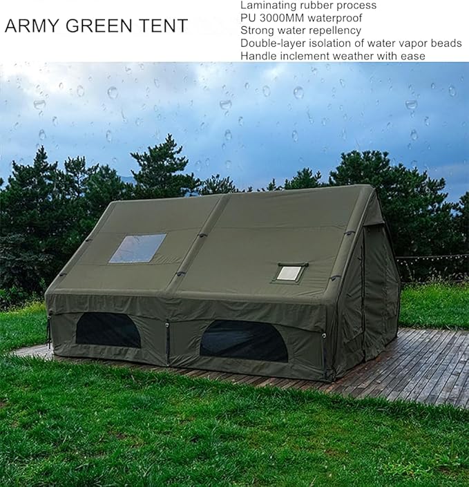 UNISTRENGH Waterproof Inflatable Cotton Camping Tent with Hand Pump Pop Up Outdoor 5-8 Person Glamping Tent House Breathable Large Luxury Tent