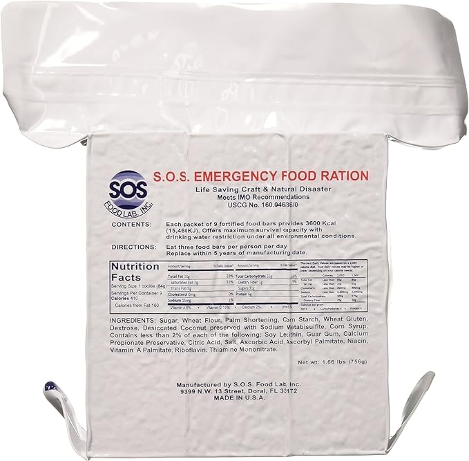 S.O.S. Rations Emergency 3600 Calorie Food Bar (Cinnamon + Coconut), (Pack of 4)