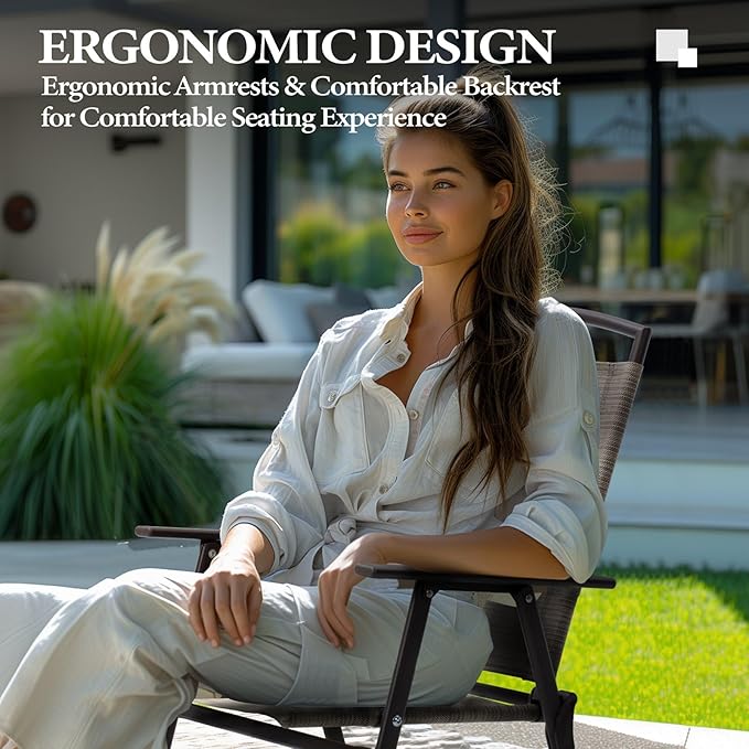 Crestlive Products Patio Folding Chairs Set of 8, Outdoor Folding Chairs with Durable Rust-Resistant Frame and Breathable Textilene Material for Outside, Beige