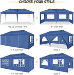 COBIZI 10x20 FT Pop up Canopy Tent with Sidewalls, Party Tents for Parties, Carpas para Fiestas, Easy Set Large Outdoor Popup Patio Gazebo for Backyard,Weddings,Vendor,Commercial Event,Blue (Upgrade)