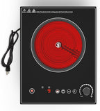 1800W Portable Electric Cooktop – Features touch & knob controls with 10 heat levels, child lock, and timer. 110V for home, camping, and apartments.