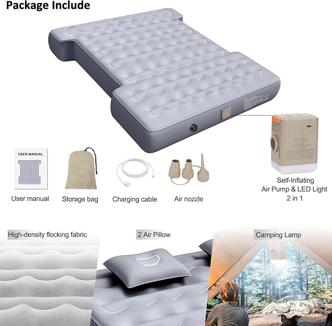 Customized for Ram Truck Bed Mattress 6.4Ft, Self-Inflating Portable Pickup Air Mattress, Ram Truck Camping Mattress with Cordless Air Pump, Ram 1500 2500 3500 Accessories 2025-2018