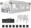 VINGLI Pop Up Canopy Tent with Sidewalls, Outdoor Gazebo Canopy Tent, Patio Event Tents Outdoor Event Shelter for Parties (White, 10x30)