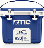 RTIC Ultra-Light 22 Quart Hard Cooler Insulated Portable Ice Chest Box for Drink, Beverage, Beach, Camping, Picnic, Fishing, Boat, Barbecue, 30% Lighter Than Rotomolded Coolers
