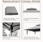 Grill Gazebo Replacement Canopy Roof – Hugline 5x8 Outdoor Grill Shelter Canopy Top Double Tiered BBQ Tent Cover Fit for Model L-GG001PST-F (Gray)