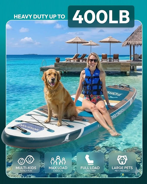 10'6''x33''Inflatable Stand Up Paddle Board, 400lbs Extra Wide Blow Up Paddle Board with Kayak Seat, Premium SUP Accessories Kit & Backpack, Non-Slip Stable Deck Boat for Yoga Fishing Surf
