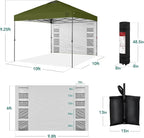 Best Choice Products 10x10ft Pop Up Canopy Tent with Sidewall, 1 Person 1 Minute Set Up, Carry Case, 4 Weight Bags - Olive Green