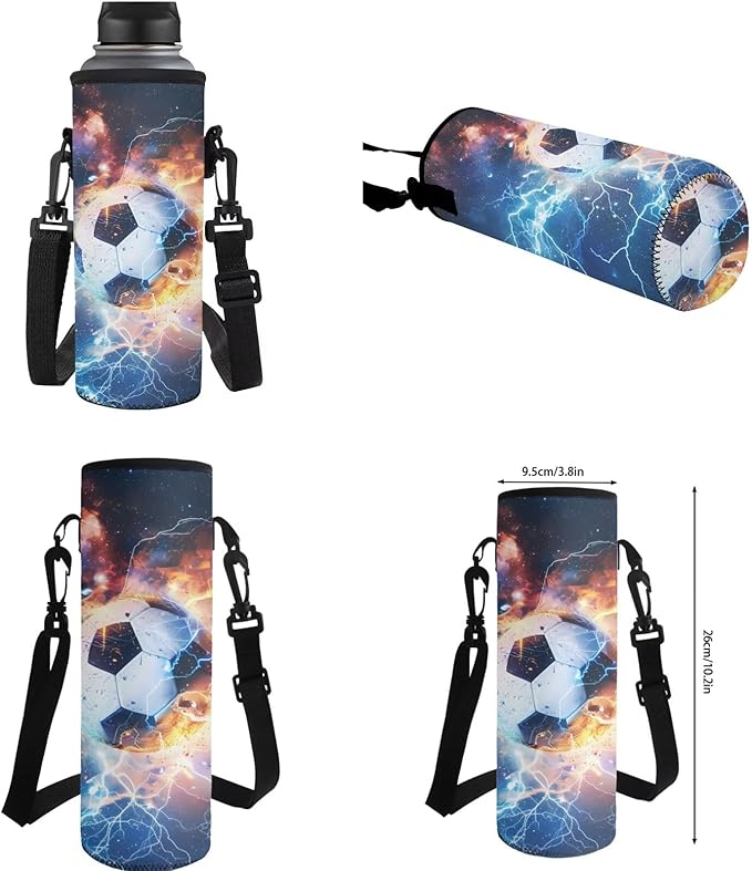 Soccer Backpack with Lunch Box Lightning Bookbag Fashion Lightweight Bookbag for Boys 8-12 with Lunch Box 4 Piece School Bag for Boys 10-12 Outdoor Camping Travel Daypack