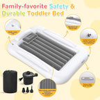 Inflatable Kids Travel Bed - Portable Comfortable Air Mattress with 3 Sides Safety Bumpers - Blow Up Bed for Camping & Travel (53 Inches)
