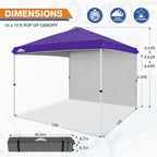 EAGLE PEAK Commercial Canopy 10x10 Pop Up Canopy Tent with 1 Sidewall, Easy Setup Heavy Duty Instant Event Shelter for Vendors & Markets, Outdoor Sun Shade, Purple