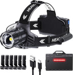 Sinvimes 99000 High Lux LED Rechargeable Headlamp, 95H Long Battery Life Head Lamp with 5 Modes & IPX7 Waterproof & Zoomable, 120° Adjustable Head Light for Adults, Outdoor, Camping, Hardhat