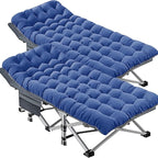 DoCred Oversized XXL Folding Camping Cot with Mattress, 2 Pack Heavy Duty Sleeping Cot Bed Portable Adults Outdoor Bed with Carry Bag, Travel Camp Cots