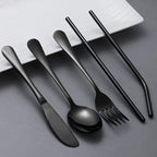 Portable Utensils Set with Case, 4pcs Stainless Steel Reusable Silverware for Lunch Camping School Picnic Workplace, Lunch Box Includ Fork Spoon Knife,Easy to clean,Dishwasher Safe (grey)