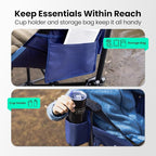 Hammock Camping Chair for Adults with Adjustable Backrest, Heavy Duty Padded Folding Hammock Chair Supports 400lbs, Portable Hammock Chair Swinging Chair for Camping, Travelling and Patio