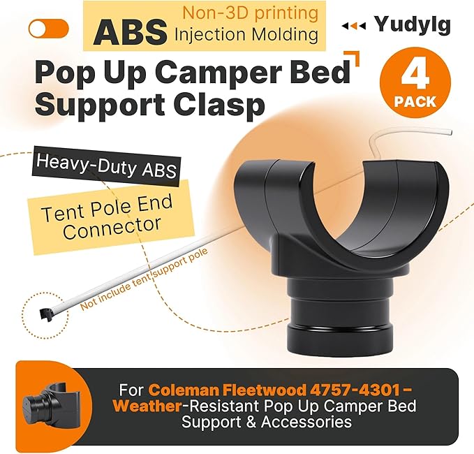 4 Pack Pop Up Camper Support Clasp – Heavy-Duty ABS Tent Pole End Connector for RV Coleman Fleetwood 4757-4301 – Weather-Resistant Pop Up Camper Support & Accessories
