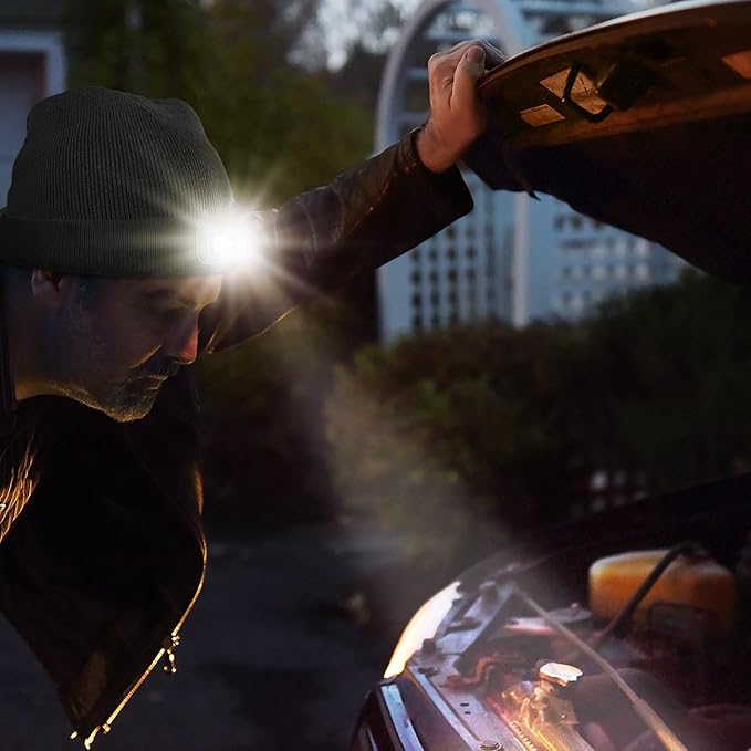 POWERCAP LED Hat Light 150 Lumens Rechargeable Fleece Beanie with Bright Built-in Headlamp Waterproof LED Warm One Size Cap