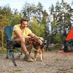 Backyard Expressions Heated Camp Chair with Cupholder – Portable Folding Camping Chair with 3 Heat Settings, USB Powered, Lightweight & Durable – Outdoor Heated Chair for Camping, Tailgating & Sports