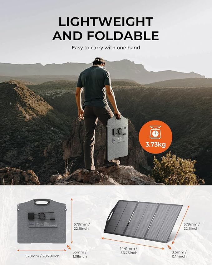 BigBlue 150W Portable Solar Panels with Kickstands, IP68 Waterproof Solar Charger with MC-4/XT60 for Power Station, 25% Conversion Efficiency, Camping Essentials, Foldable Solar Panel for RV Life