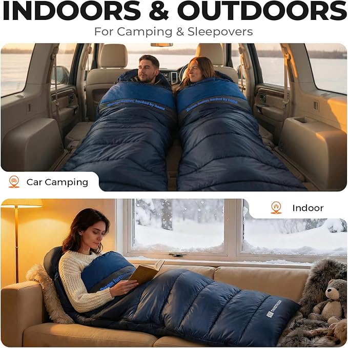 Cotton Flannel XXL Sleeping Bags for Adults Cold Weather Camping Sleeping Bag for Adults Kids Teens with Compression Sack,Camping Gear for Traveling,Hiking,Climbing,Outdoor,Indoor