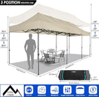 COBIZI 10x30 Heavy Duty Pop up Canopy with 8 sidewalls Party Tent for Parties Weddings Events UPF 50+ Waterproof Commercial Gazebo with Roller Bag, Khaki(Frame Thickened)