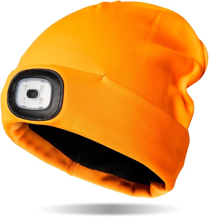 Classic Rechargeable LED Warm Knit Beanie Head Light Hat Headlamp for Outdoor Activities