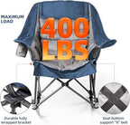 Oversized Rocking Camping Chair for Adults - 400lbs Capacity Padded Camp Chair with Cup Holder, Portable Foldable Outdoor Rocker Chair for Camping, Backyard (Blue & Dark Gray, 1 PCS)