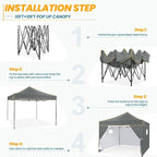 COBIZI 10x10 Heavy Duty Pop Up Canopy Tent for Event Commercial Instant Canopy with 4 Sidewalls, Outdoor Canopy Waterproof Portable Vendor Tent for Parties, Backyard, Camping, UV 50+, Light Gray