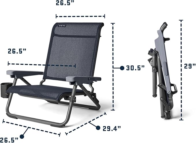 YETI Hondo Reclining Beach Chair, Breathable, UV-Resistant, and Supports up to 350 lbs, Seafoam