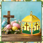 24 Sets Easter Crafts with LED Candle Light He is Risen Tissue Paper Resurrection Craft DIY VBS Christ Suncatchers Lanterns Hanging for Fun Home Activities Sunday School Christian Decoration