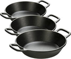Lodge 8 Inch Pre-Seasoned Cast Iron Skillet - Dual Assist Handles - Use in the Oven, Stove, Grill, or Over a Campfire - Black (Pack of 3)