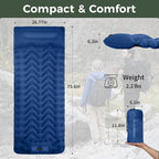 KingCamp Sleeping Pad for Camping, Ultralight Connectable Inflatable Sleeping Pad Camping Mattress with 6.3" Built-in Pillow & Foot Pump for Backpacking Hiking Tent Cot