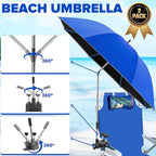 Beach Umbrella,2PACK 48.7inch Chair Umbrella with Clamp adjustable 360°,UV Protection Large Camping Chair Umbrellas for Camping chair, Glof Cart,Table（Chair,Table not include）
