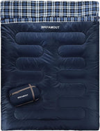 Double Sleeping Bag for Adults Machine Washable 2 Person Camping Sleeping Bag Queen Size Waterproof with Compression Sack for Cold Weather 3-4 Seasons