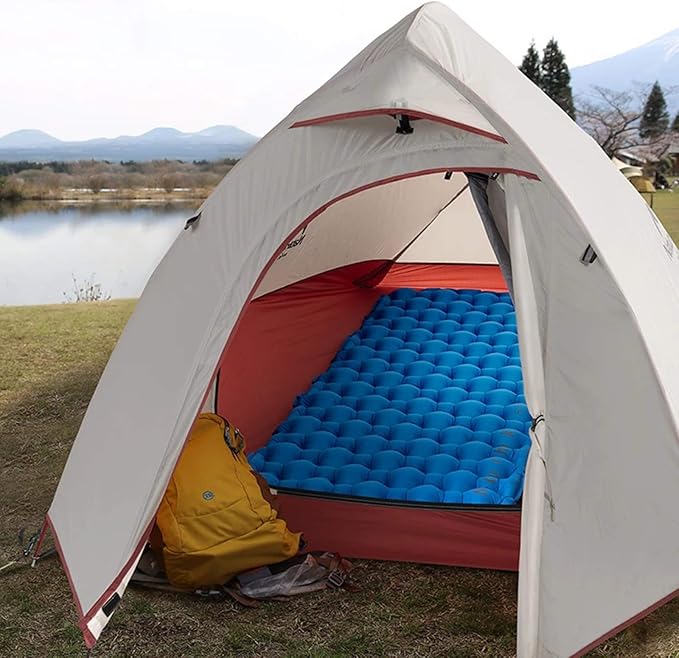 KAISHI Inflatable Mattress, Travel Folding Bed Portable Camping Mat, Ultralight Waterproof Compact Air Mat Single Sleeping Pad,Blue