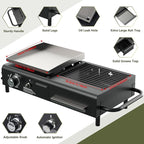 BESTFIRE Tabletop Propane & Charcoal Grill Combo, 70,000 BTU Dual Fuel Flat Top Griddle, 2 Side Shelves & Cast Iron Cooking Area – Compact BBQ Grill for Patio, Camping, and Small Outdoor Spaces