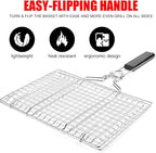 Grill Baskets Fish Grilling Basket for Outdoor Grilling Barbecue Stainless Steel Folding Grill Accessories with Removable Handle, Grill Basket for Bar, Camping, Picnics & Parties. Amazing Grill