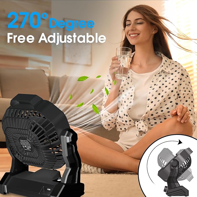 Camping Fan with LED Lantern, 20000 mAh 9 Inch Portable Rechargeable Battery Powered Fan with Stepless Speed and Quiet Battery Operated for Tent, Picnic, Barbecue, Fishing, Travel, Home