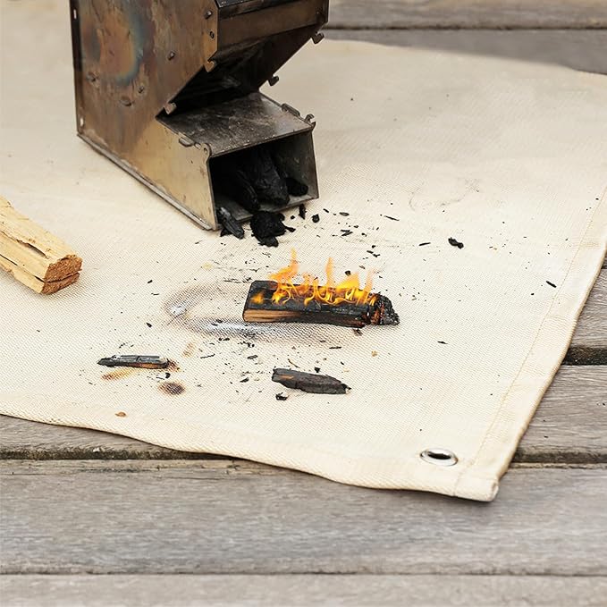SoloWilder Fire Pit Mat 20" Wood Stove Under Grill Mat (940°F Safety) for Deck BBQ Fireproof Floor Tent Campsite Insulation Protection
