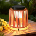 Solar Lanterns Outdoor Waterproof IP54, Handwoven Wicker Outdoor Table Lamps Portable Rechargeable with 30H+ Runtime, Dual USB-C/Solar Charging, 3 Brightness Levels, Orange