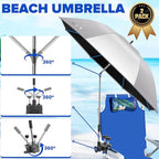 Beach Umbrella, 2PACK 48.7inch Chair Umbrella with Clamp adjustable 360°, UV Protection Large Camping Chair Umbrellas for Camping chair, Glof Cart,Table(Chair,Table not include)