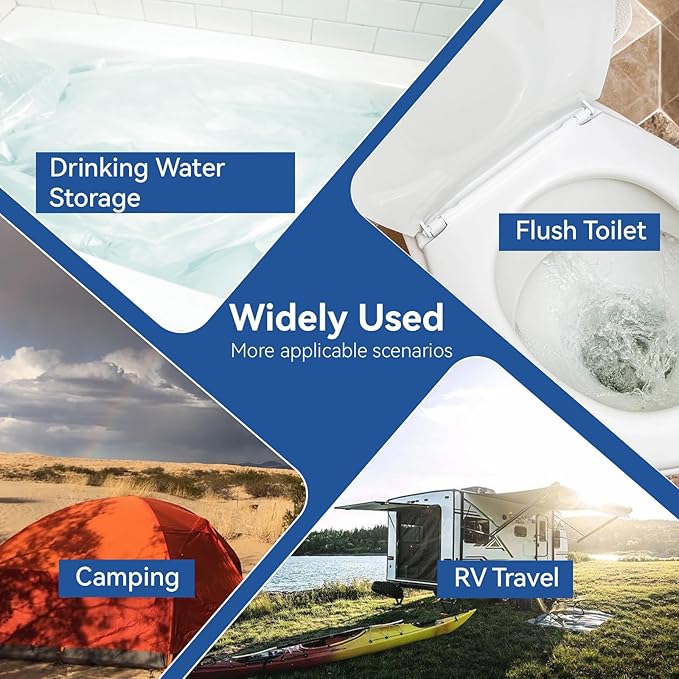 Emergency Drinking Water Storage 45 Gallon 2 Pack, Food-Grade Bathtub Bladder, BPA-Free, Ideal for Emergency Water Bank, Camping, RV Traveling, Hurricane, Storm & Disaster Preparedness Supplies