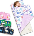 Primlect Toddler Thickened Foam Nap Mat with Pillow, Extra Large 55"x35", Soft, Supportive Sleeping Bag with Detachable, Washable Cover, for Sleepover, Home, Travel, Boys and Girls