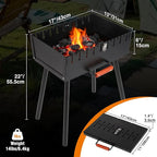Lineslife Portable Charcoal Grill, Foldable Heavy Duty Metal Mangal BBQ Kabob Grill for Outdoor Backyard Camping Picnic Travel Cooking Hiking