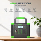 300W Portable Power Station 288.6Wh Solar Generator with 600W Peak, PD 60W USB-C, QC3.0 & 5W Wireless Charger for Camping, Emergency Backup, RV & Home Use