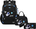 ZHANAO Backpack Set for Boys Astronaut Schoolbag with Lunch Box Pencil Case Set Bookbags for Kids Children Waterproof Lightweight Backpacks