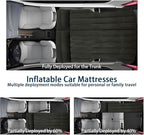 Car Air Mattress - Inflatable Camping Bed Compatible with Tesla Model Y, Thickened Flocked AirBed for Trunk/Backseat/Sedan/SUV/RV, Sleeping Pad with Pump and 2 Pillows for Camping Travel Outdoor Black