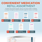 First Aid Kit Medication Refill – 28-Count Unit Dose Packets – Emergency Medicine Kit Pills for 1st Aid Kit Refills, Travel, Office, Dorm, Camping – Assembled in USA