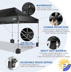 COBIZI 10x20 Heavy Duty Pop up Canopy Tent Without Sidewall Easy Up Commercial Outdoor Canopy Wedding Party Tents for Parties All Season Wind Waterproof Gazebo with Roller Bag, Black(Frame Thickened)
